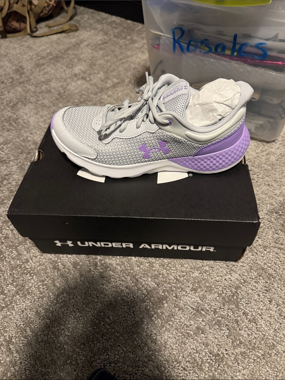 Under Armour Light Gray and Lavender Women's Running Sneakers